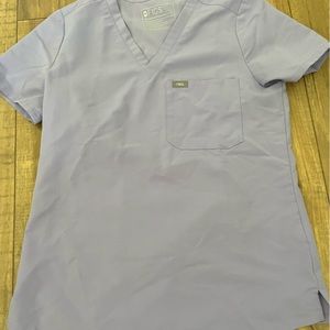 Dusty blue figs scrub top